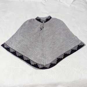 Gray Black wool poncho